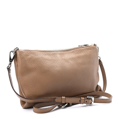Prada Vitello Daino Zippered Crossbody Bag Sesamo 3 of 10
