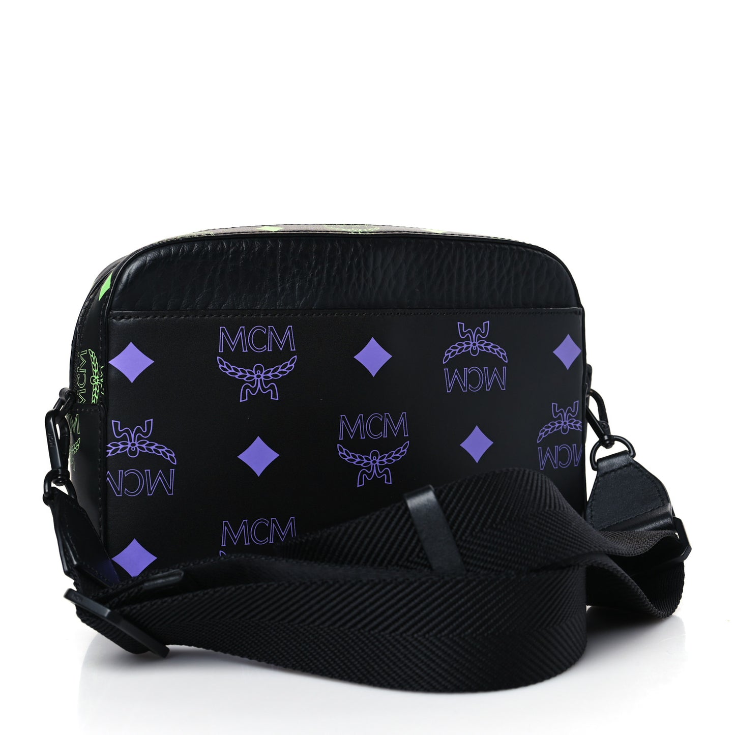 Calfskin Color Splash Logo Small Crossbody Black Purple Green