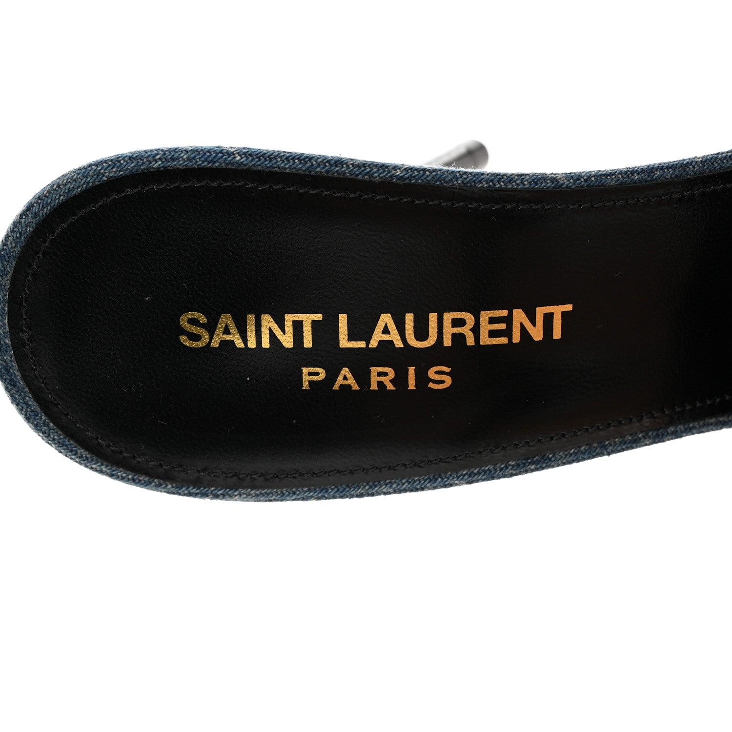 Saint Laurent Denim Monogram La 16 Mule Sandals 38.5 Blue Jeans 6 of 10