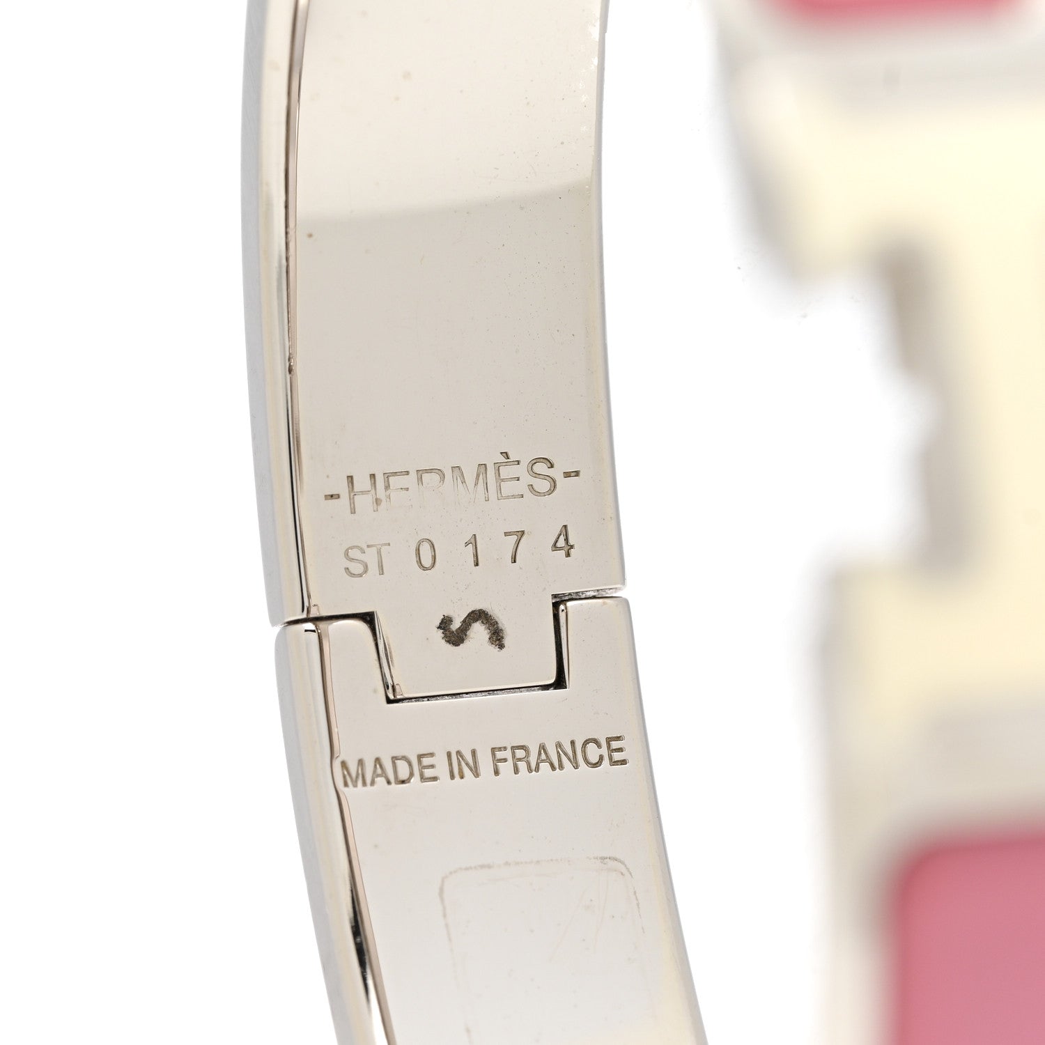 Hermes Enamel Narrow Clic Clac H Bracelet PM Rose Velours White 4 of 4
