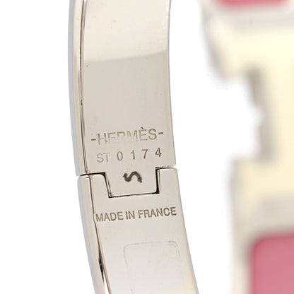 Hermes Enamel Narrow Clic Clac H Bracelet PM Rose Velours White 4 of 4