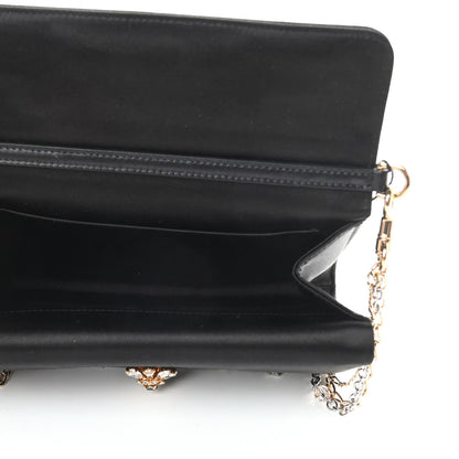 Dolce & Gabbana Satin Crystal Chain Shoulder Bag Black 5 of 9