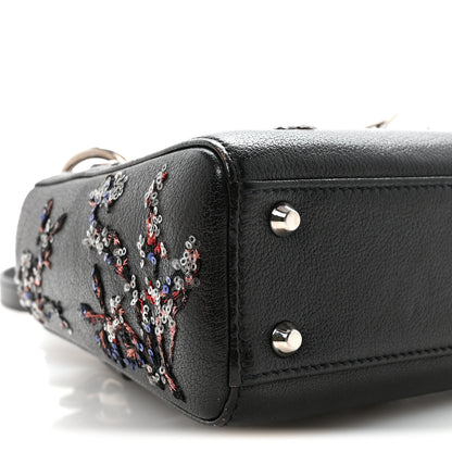 Christian Dior Goatskin Sequin Embroidered Mini Lady Dior Black 8 of 9