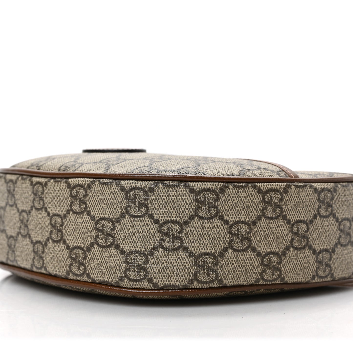 GG Supreme Monogram Azalea Calfskin Mini Retro Interlocking G Half Moon Bag Beige Ebony Brown Sugar