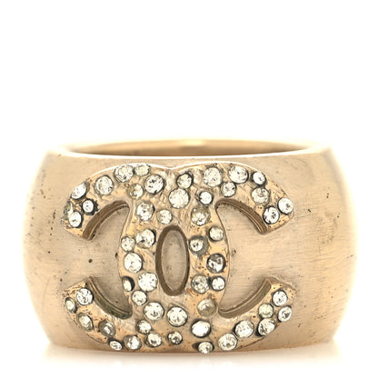 Chanel Crystal CC Wide Ring 50 5.5 Gold 1 of 4