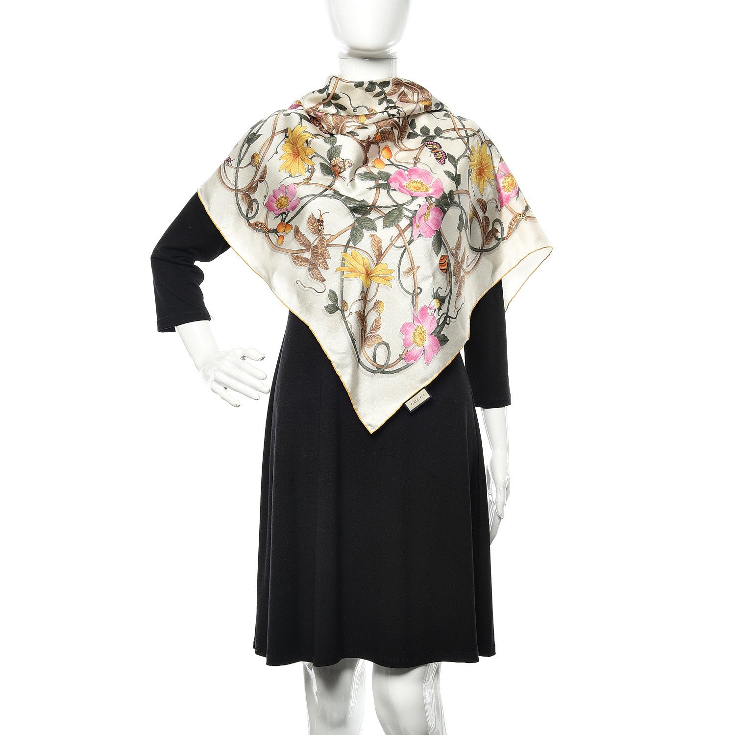 Gucci Silk Floral Flowerwebby Square Scarf White 2 of 4