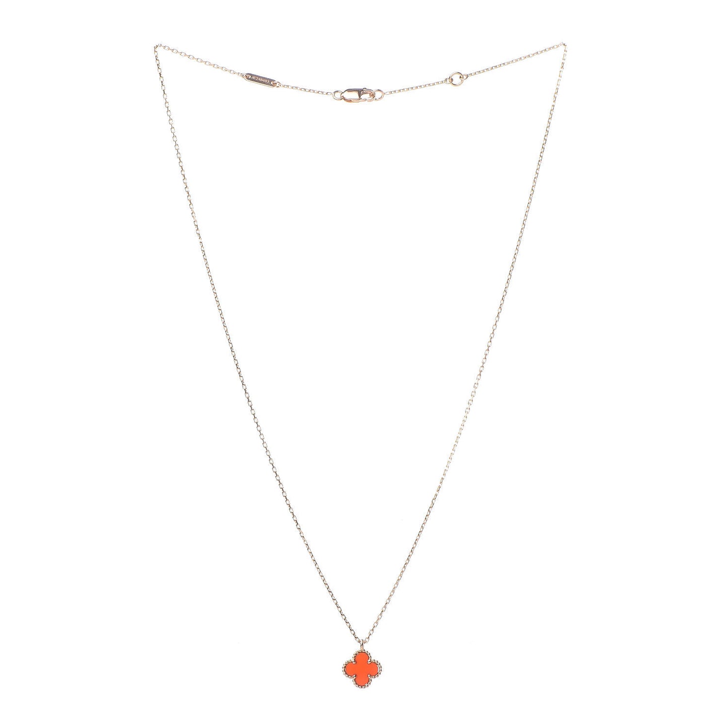 18K Rose Gold Carnelian Sweet Alhambra Pendant Necklace