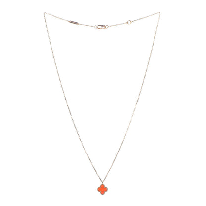 Van Cleef & Arpels 18K Rose Gold Carnelian Sweet Alhambra Pendant Necklace 3 of 8