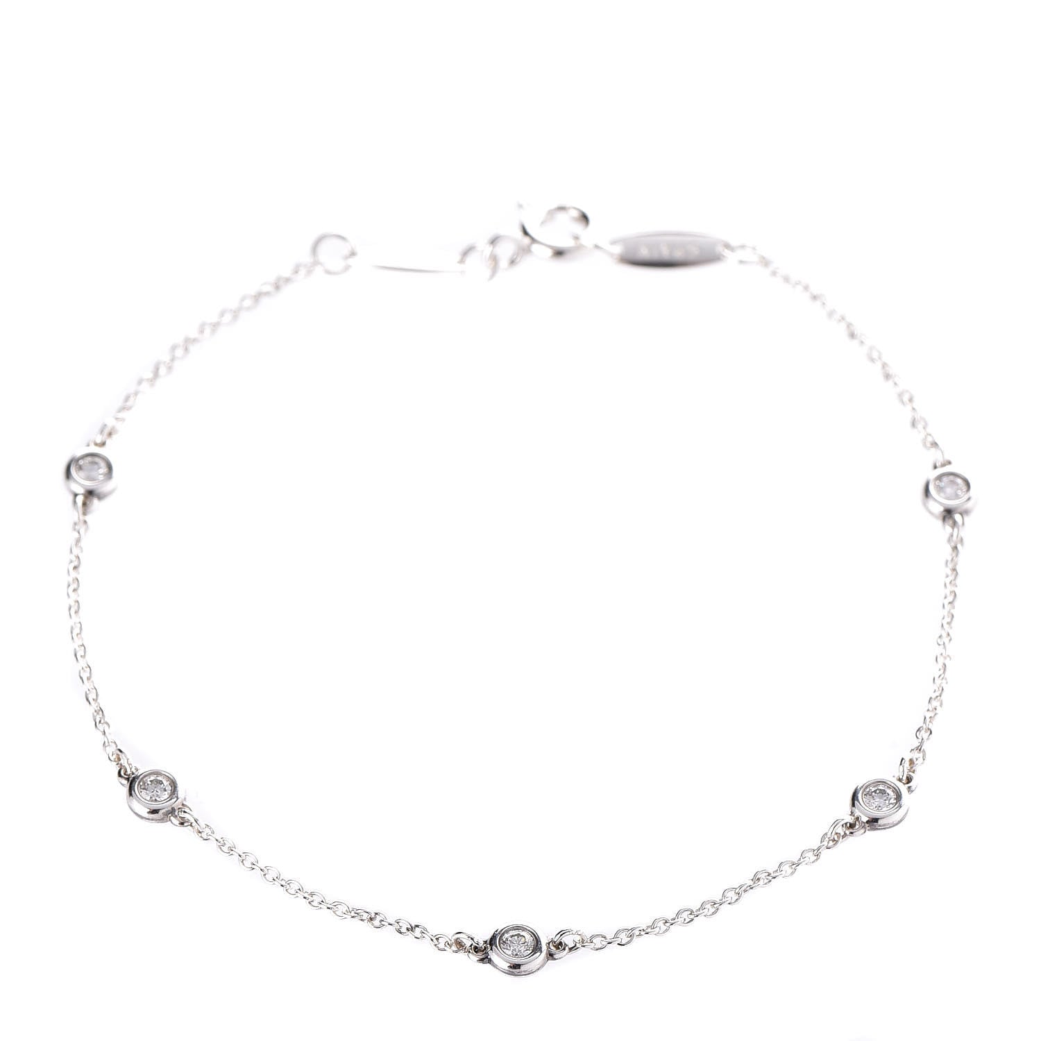 Tiffany Sterling Silver Diamond .15ct Elsa Peretti Diamonds By The Yard Bracelet 1 of 5
