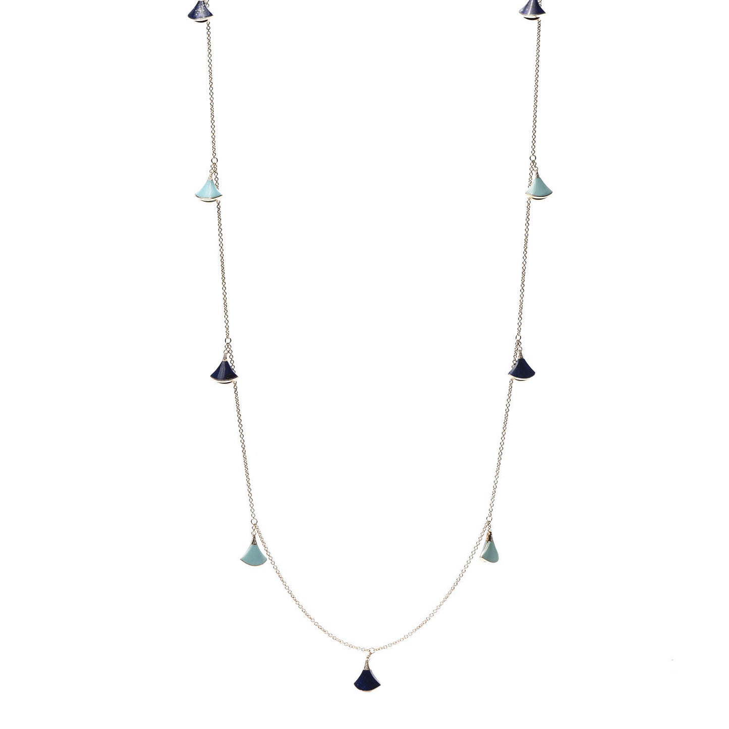 18K Yellow Gold Diamond Turquoise Lapis Lazuli Divas' Dream Necklace