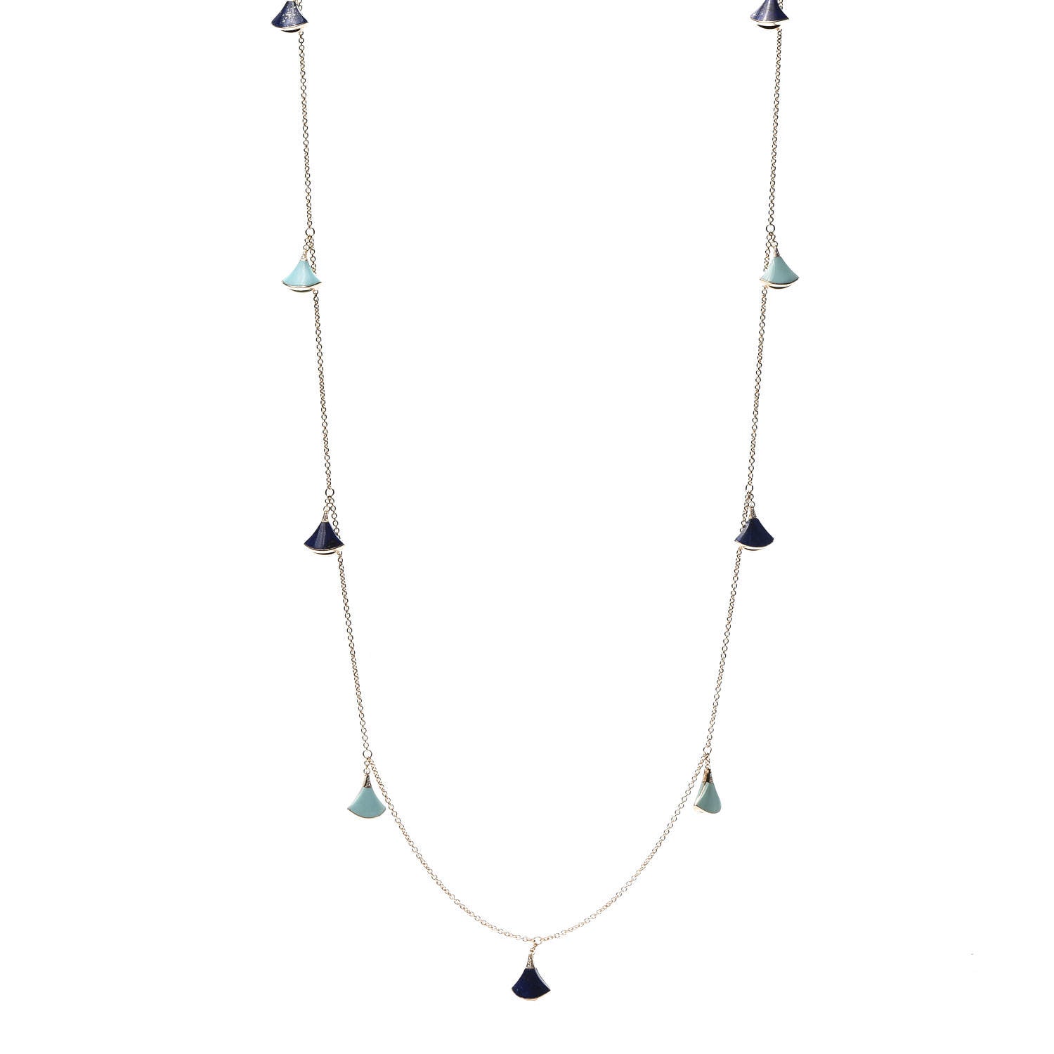 Bulgari 18K Yellow Gold Diamond Turquoise Lapis Lazuli Divas' Dream Necklace 1 of 6