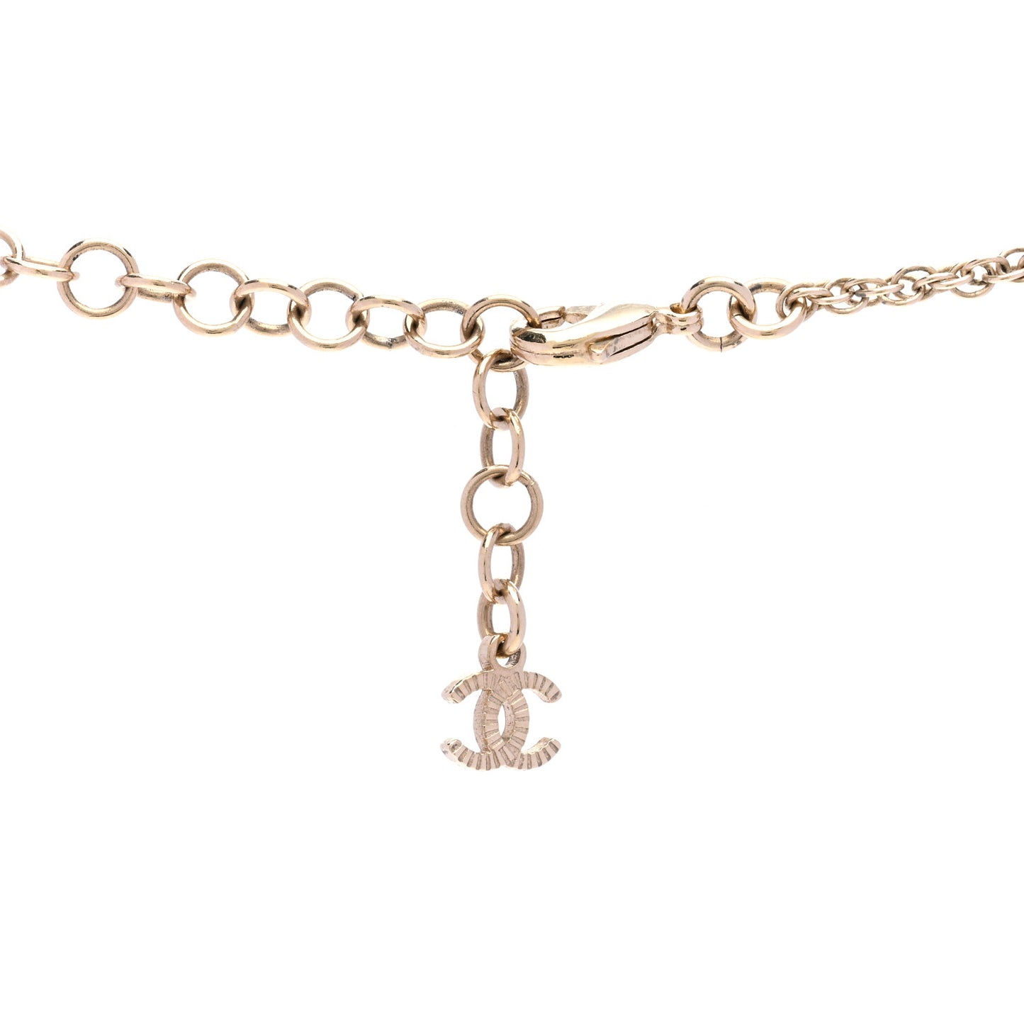 Crystal Pearl CC Necklace Pearly White Gold