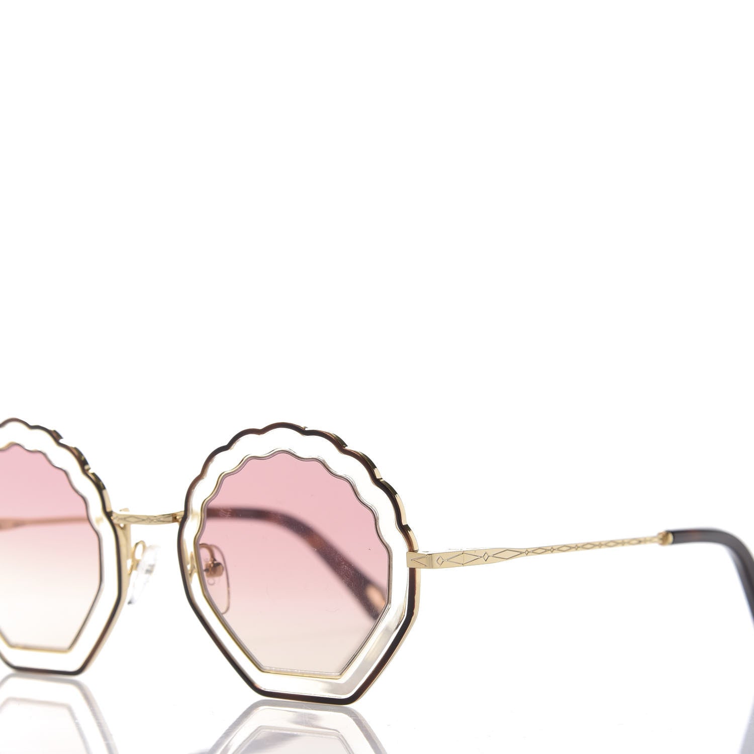 Chloe Scalloped Sunglasses CE147S Gold Pink 7 of 8