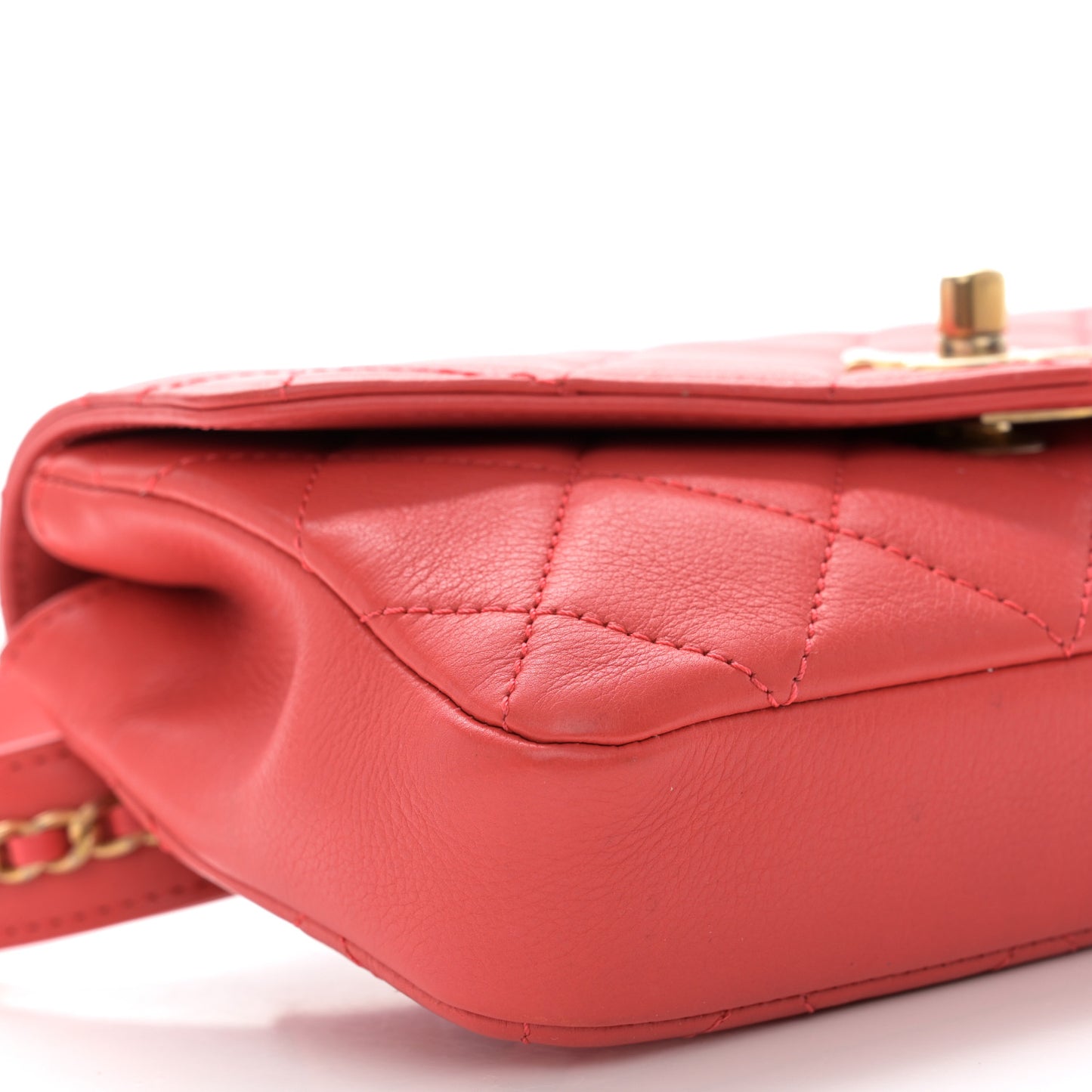 Calfskin Quilted Carry With Chic Flap Waist Bag Red