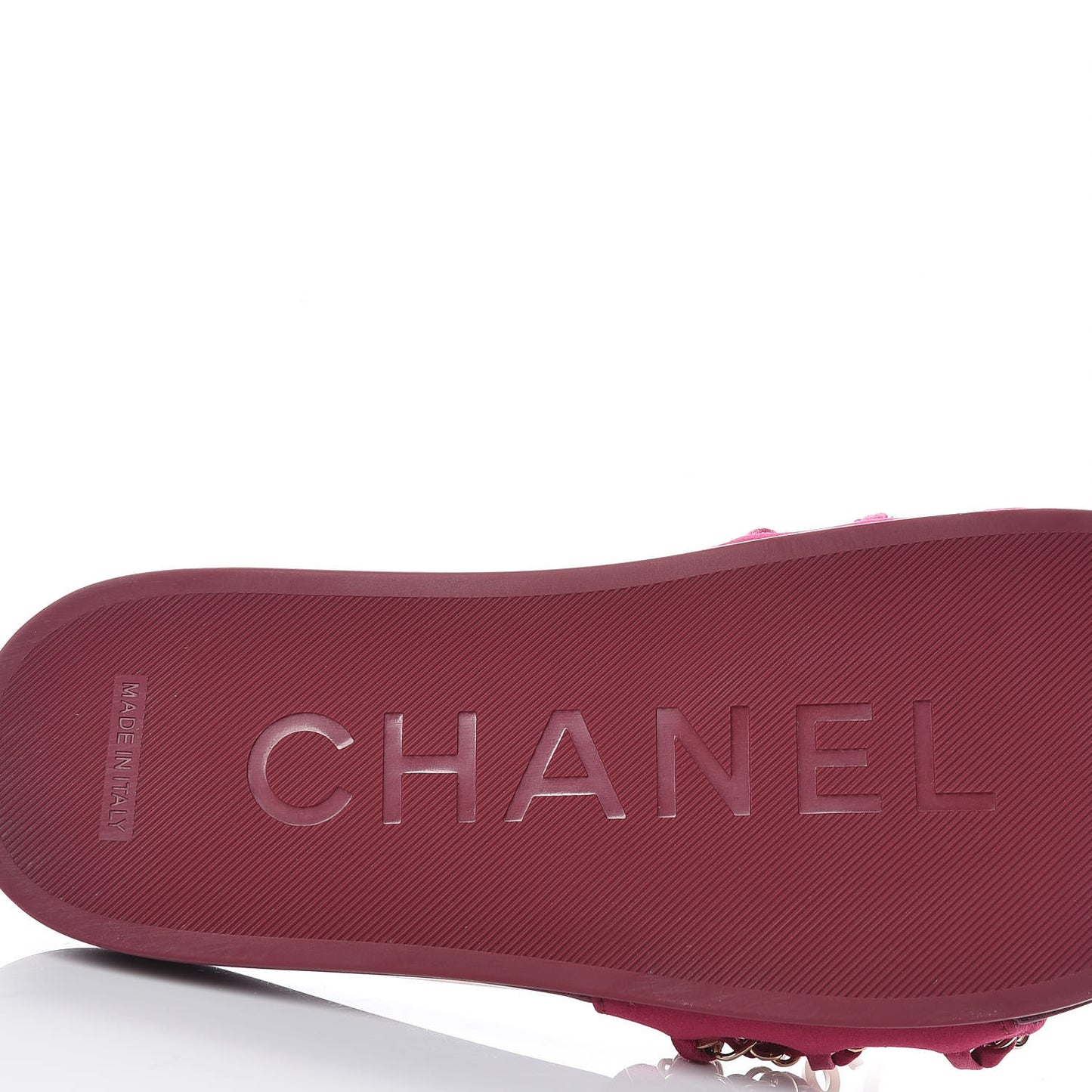 Satin Chain Flat Sandals 37 Dark Fuchsia