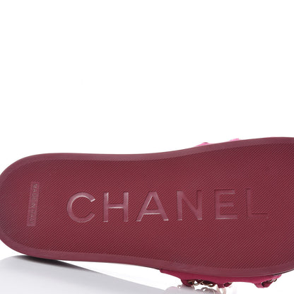Chanel Satin Chain Flat Sandals 37 Dark Fuchsia 8 of 10