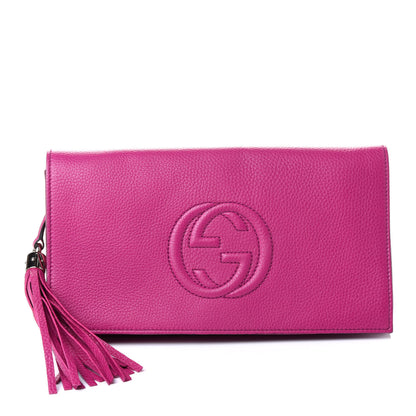 Gucci Pebbled Calfskin Medium Soho Clutch Bright Bouganville 1 of 4