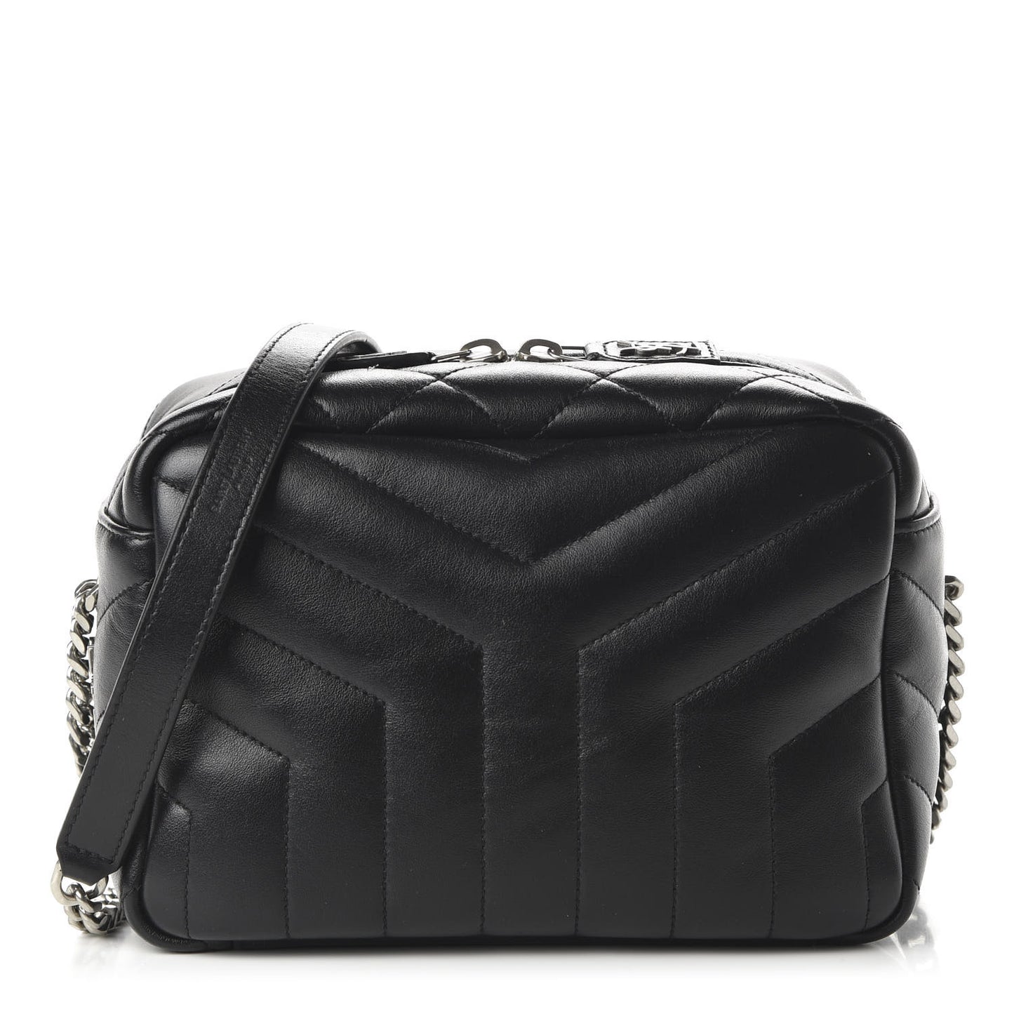 Calfskin Y Quilted Monogram Small Loulou Bowling Bag Black