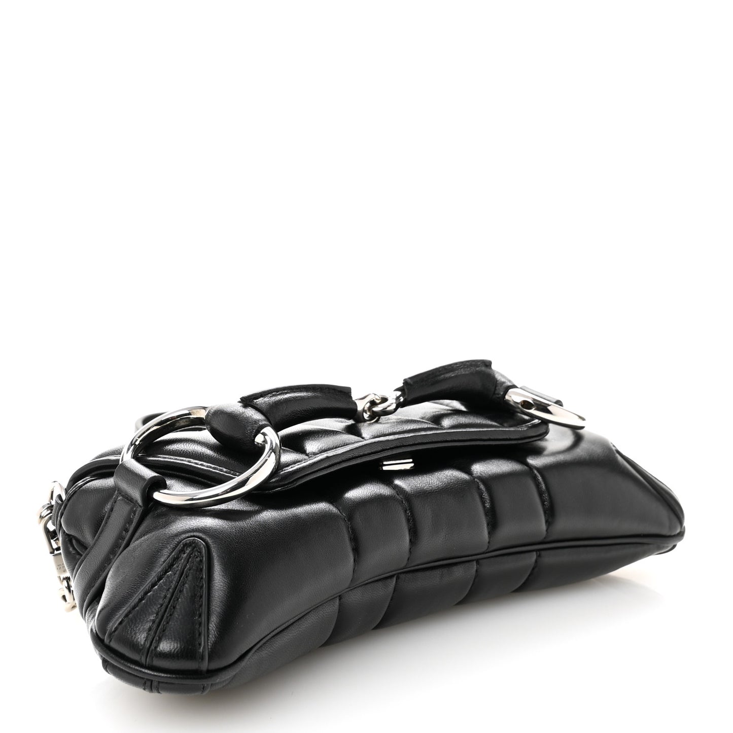 Nappa Vertical Matelasse Small Maxi Horsebit Chain Shoulder Bag Black