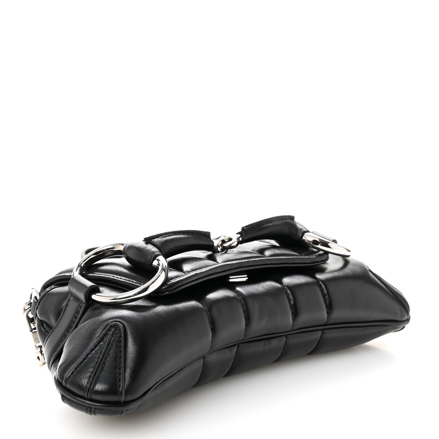 Gucci Nappa Vertical Matelasse Small Maxi Horsebit Chain Shoulder Bag Black 4 of 11