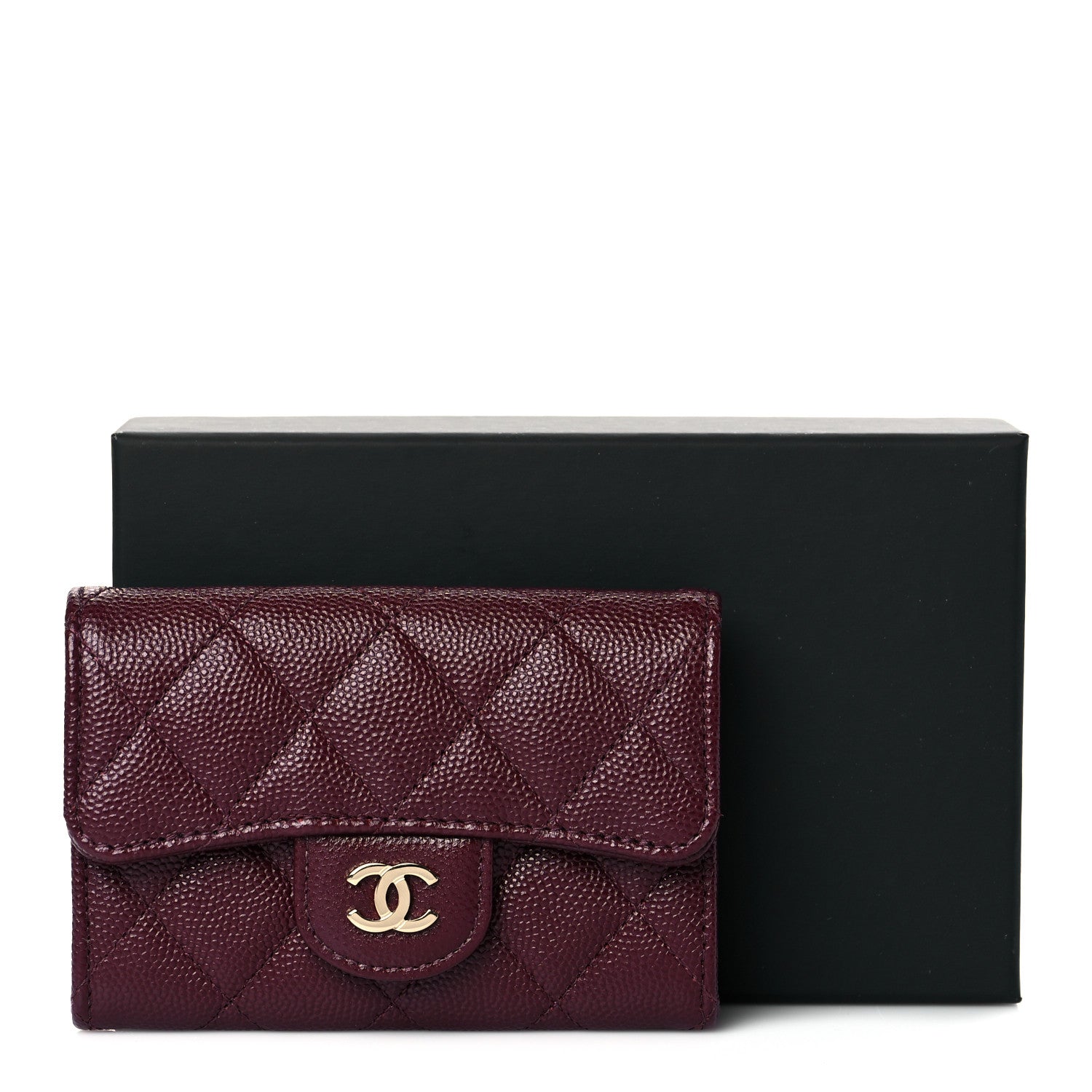 Chanel Caviar Quilted Flap Card Holder Wallet Burgundy 12 of 12