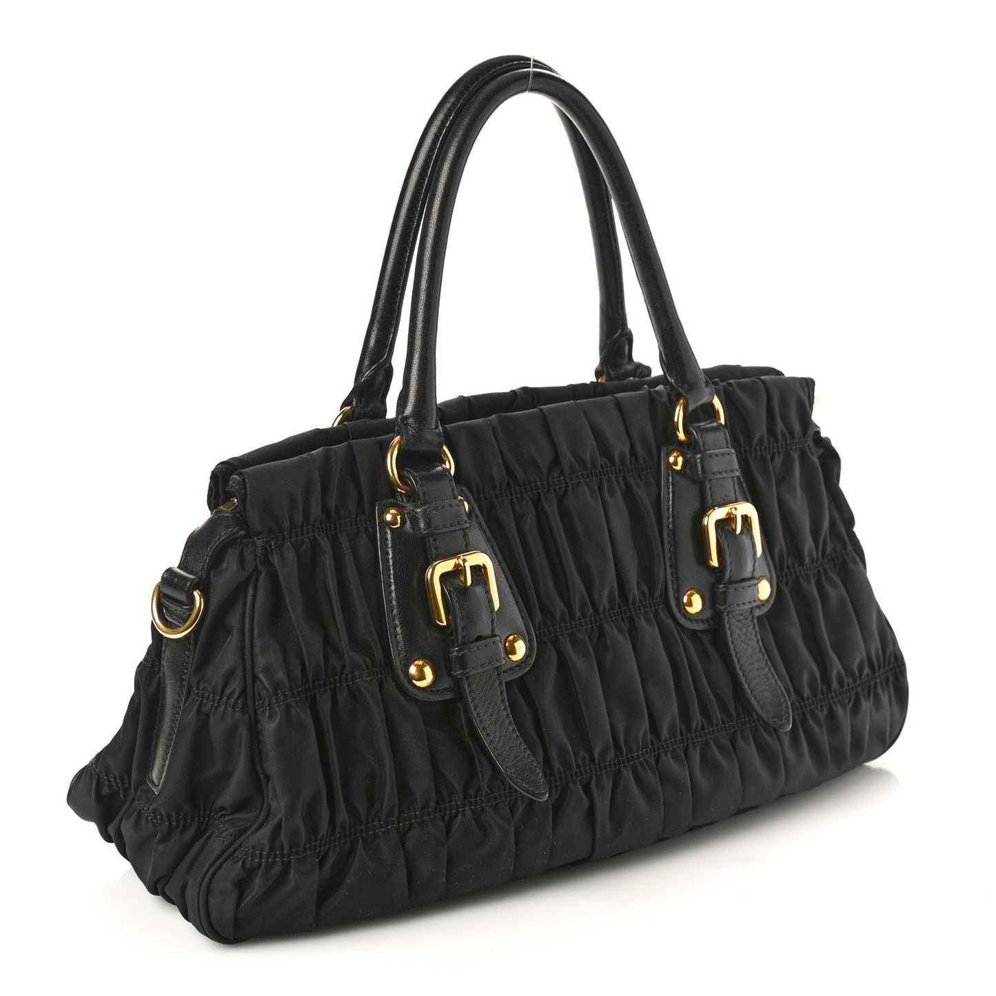 Tessuto Nylon Gaufre Shopping Satchel Black