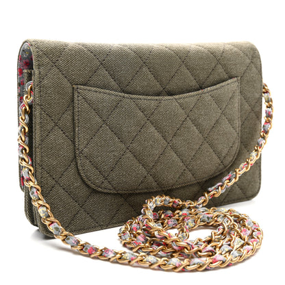 Chanel Canvas Quilted Coco Cuba Charms Wallet on Chain WOC Khaki 3 of 11
