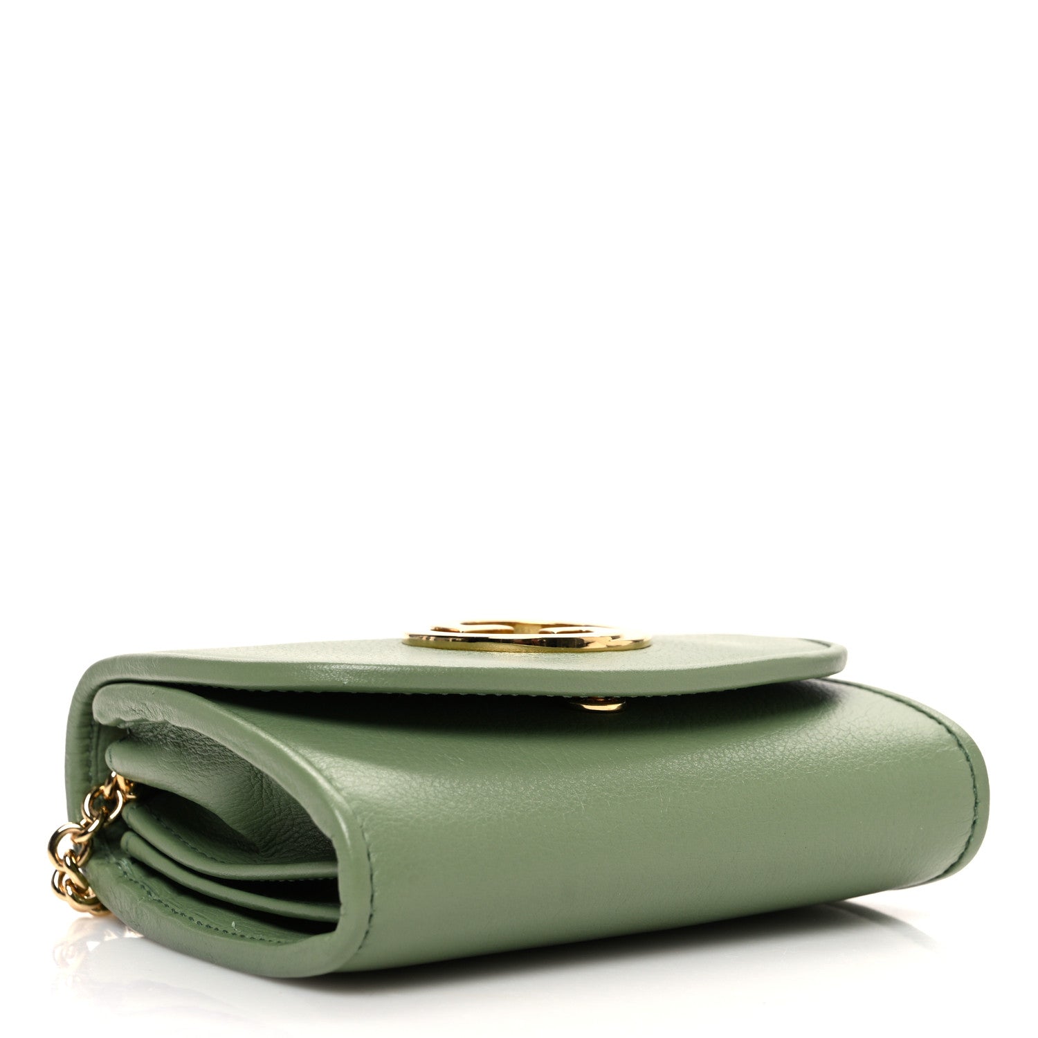 Gucci Roxy Calfskin Medium Blondie Chain Wallet Salamander Green 4 of 12