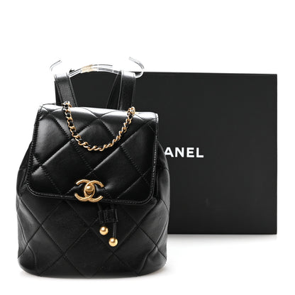 Chanel Lambskin Quilted Logo Mini Backpack Black 10 of 10