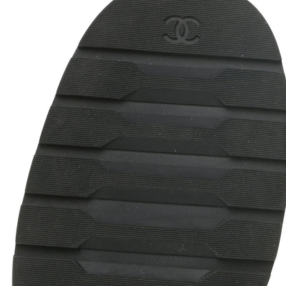 Chanel Shiny Calfskin Quilted Lace Up Combat Boots 38.5 Black 6 of 14