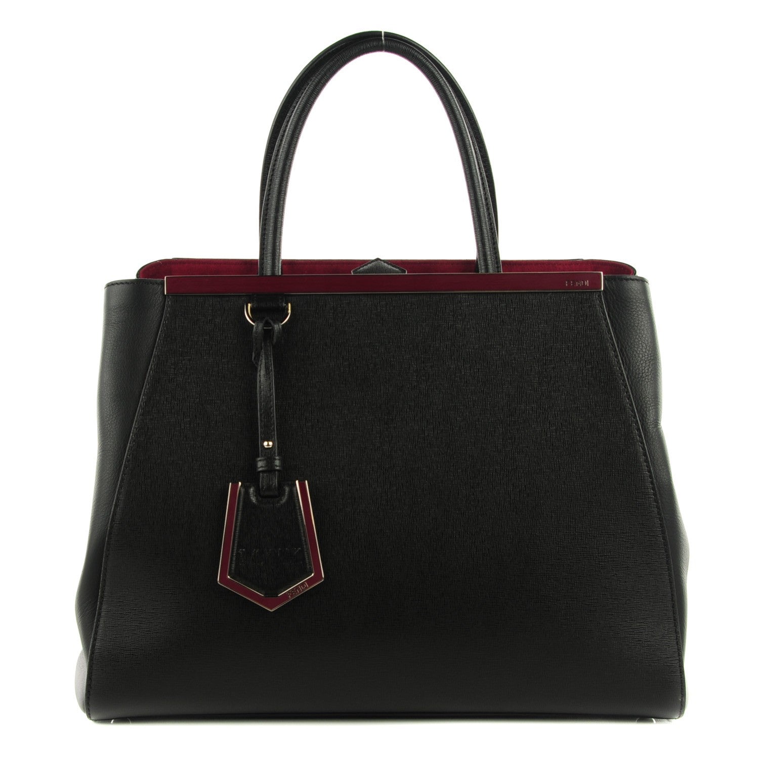 Fendi Vitello Elite Medium 2Jours Tote Black Bordeaux 1 of 10