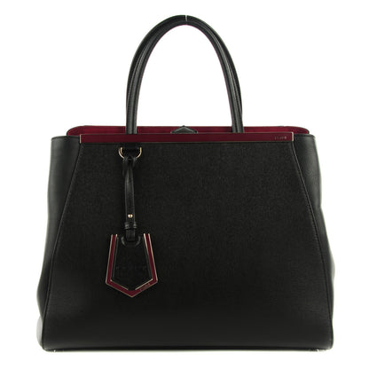 Fendi Vitello Elite Medium 2Jours Tote Black Bordeaux 1 of 10
