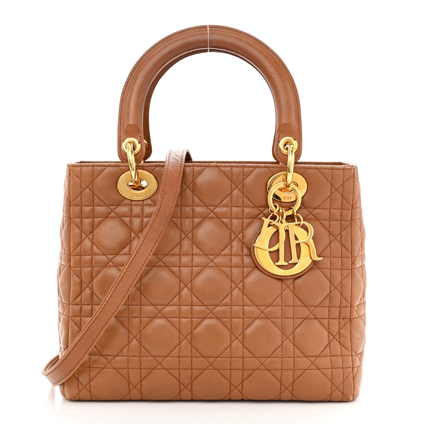 Lambskin Cannage Medium Lady Dior Tan