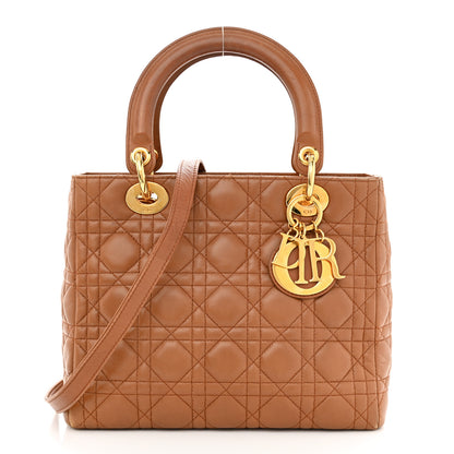Christian Dior Lambskin Cannage Medium Lady Dior Tan 1 of 16