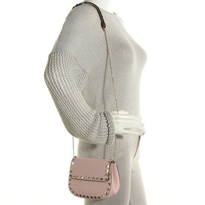 Valentino Garavani Calfskin Rockstud Crossbody Saddle Bag Water Rose 2 of 8