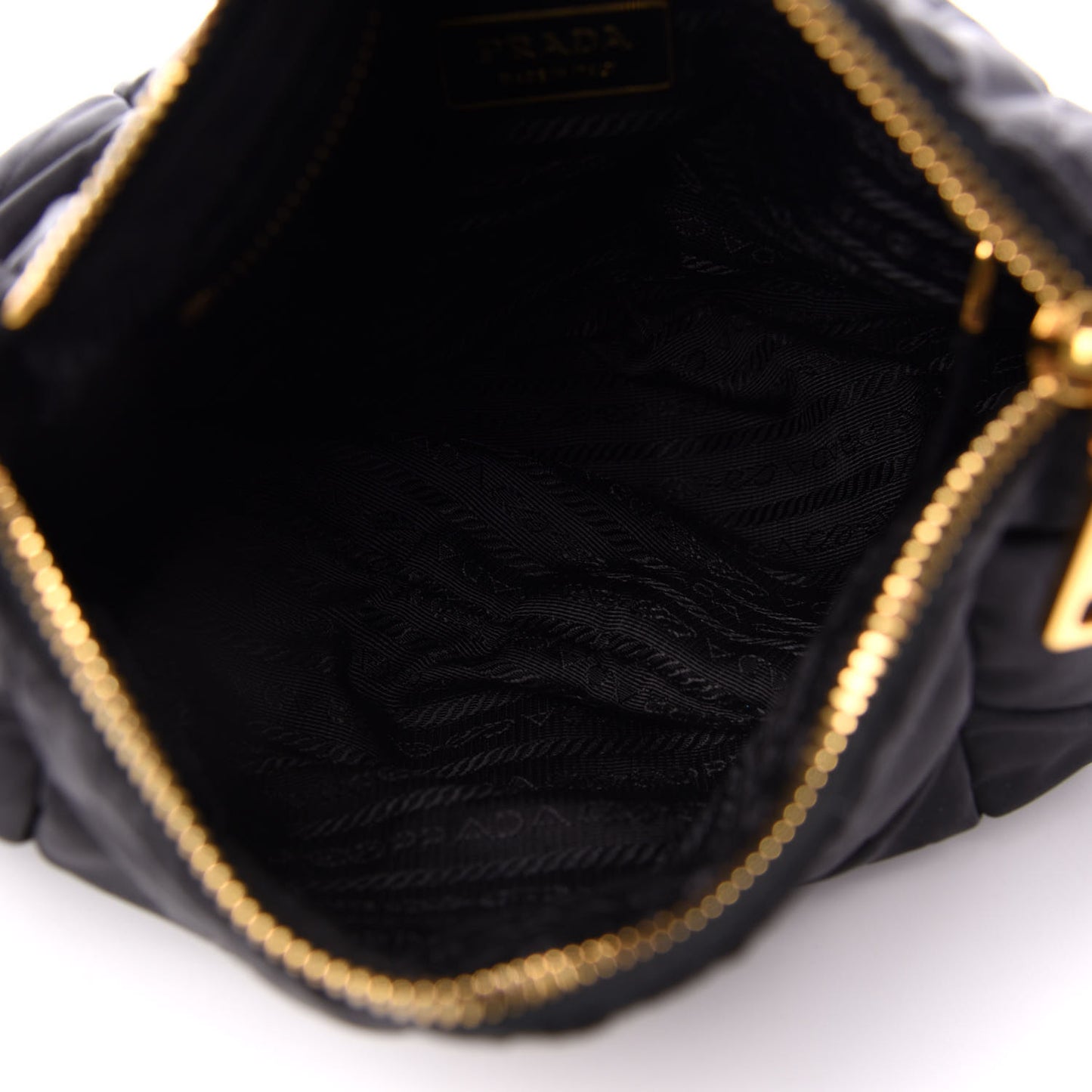 Tessuto Nylon Chevron Quilted Shoulder Bag Black