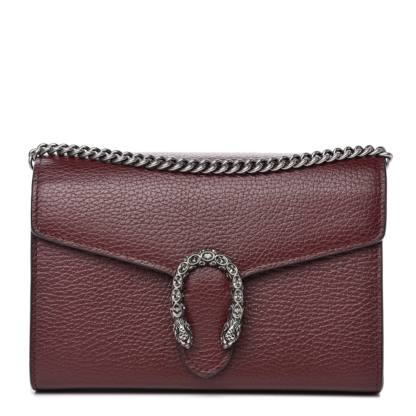 Dollar Calfskin Crystal Mini Dionysus Chain Wallet Vintage Bordeaux