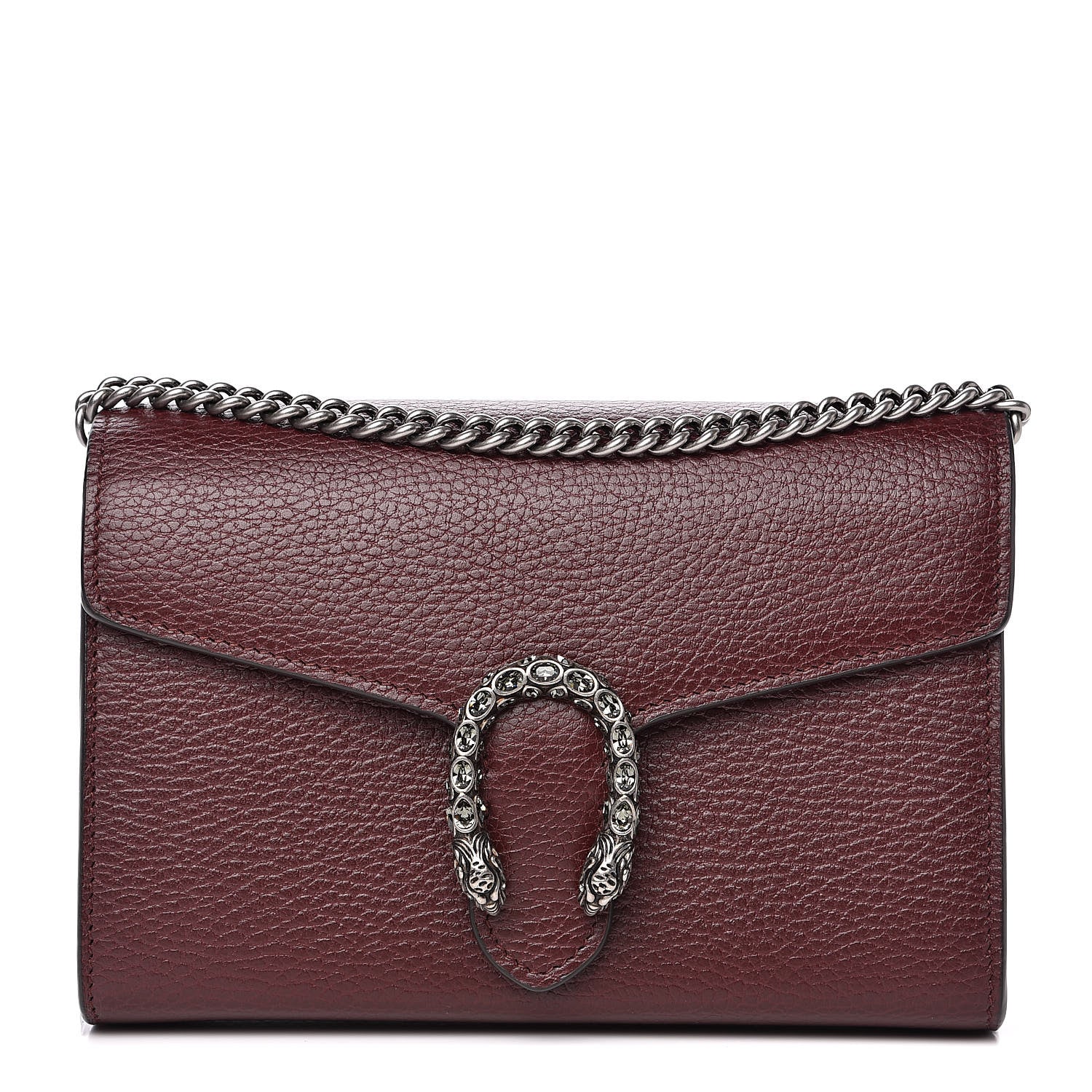 Gucci Dollar Calfskin Crystal Mini Dionysus Chain Wallet Vintage Bordeaux 1 of 12