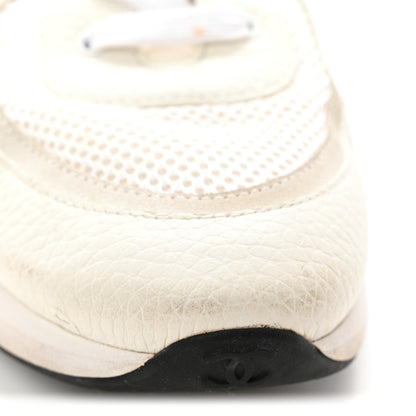 Chanel Calfskin Mesh Suede Mens CC Sneakers 45 White Black 9 of 11