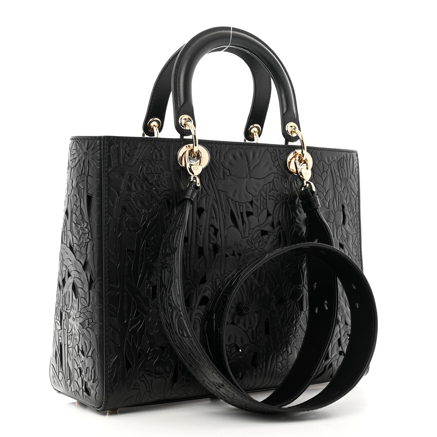 Christian Dior Calfskin Laser Cut Large Lady Dior Black 3 of 10