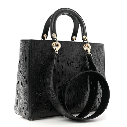 Christian Dior Calfskin Laser Cut Large Lady Dior Black 3 of 10