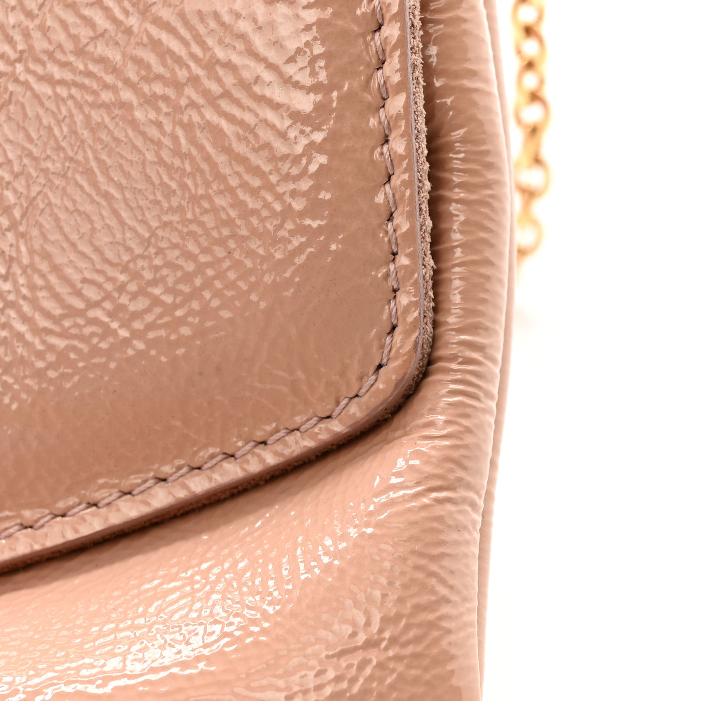 Patent Calfskin Belle de Jour Chain Clutch Pink