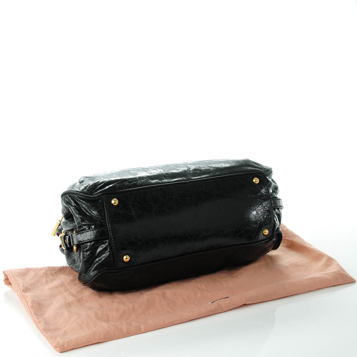 Vitello Shine Zip Shoulder Bag Nero Black