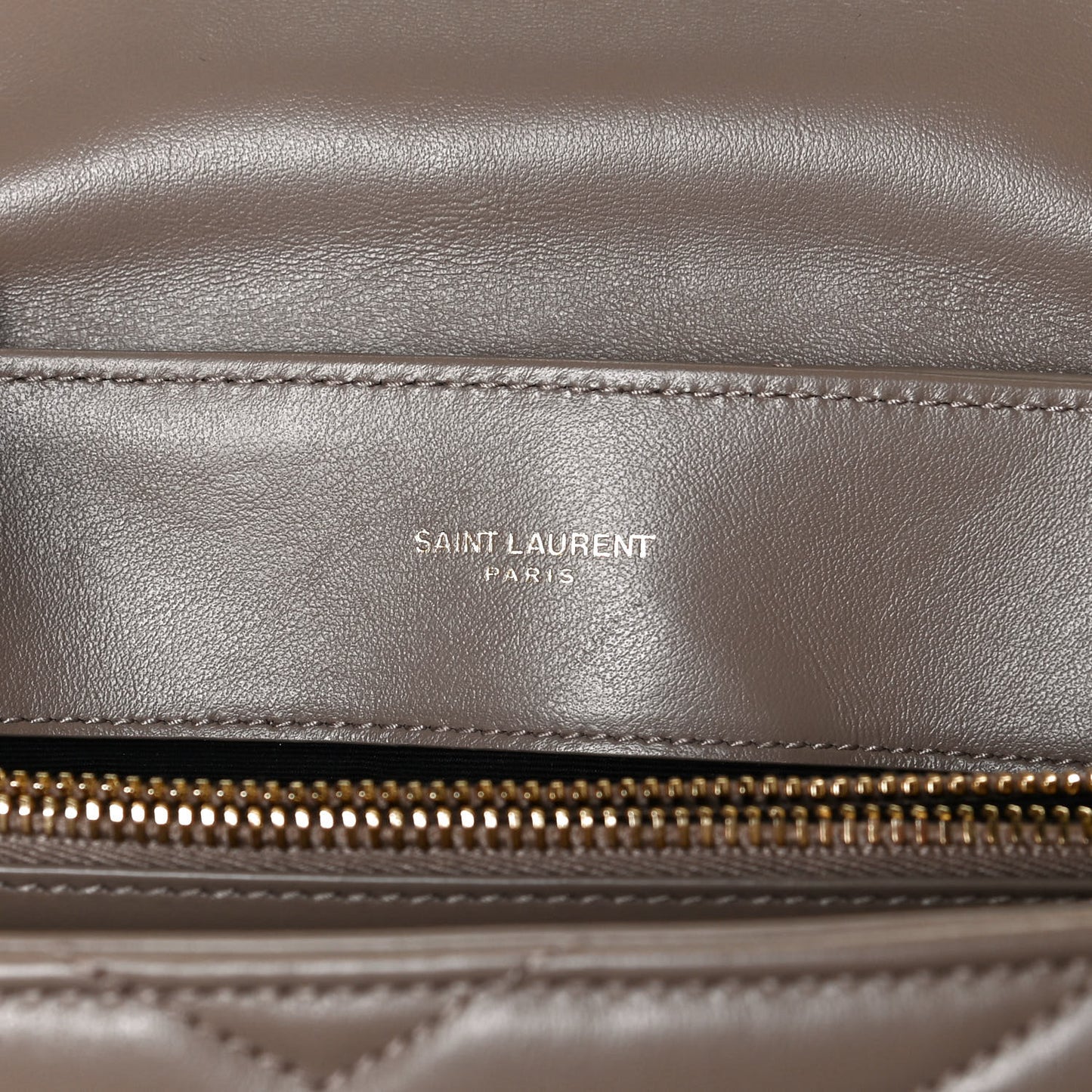 Calfskin Y Quilted Monogram Medium Loulou Chain Satchel Taupe