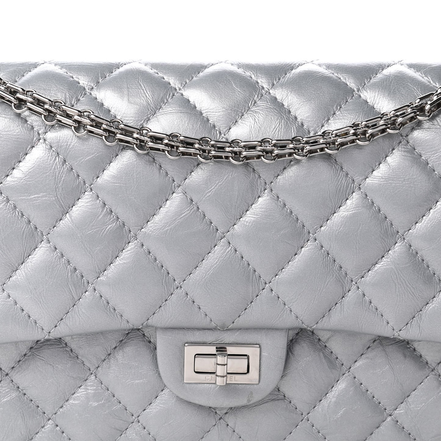 Metallic Aged Calfskin 2.55 Reissue 225 Flap Silver