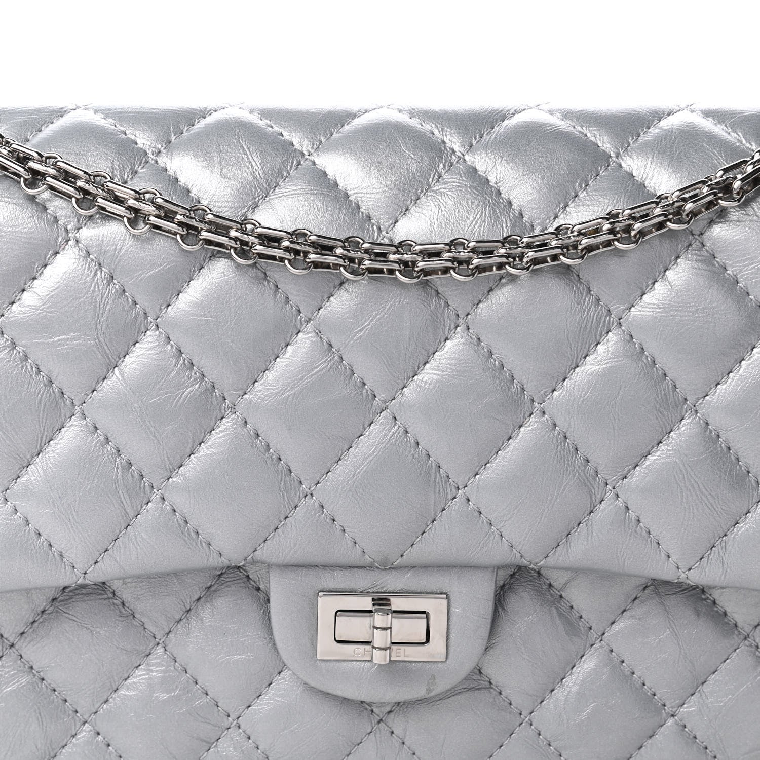 Chanel Metallic Aged Calfskin 2.55 Reissue 225 Flap Silver 10 of 10