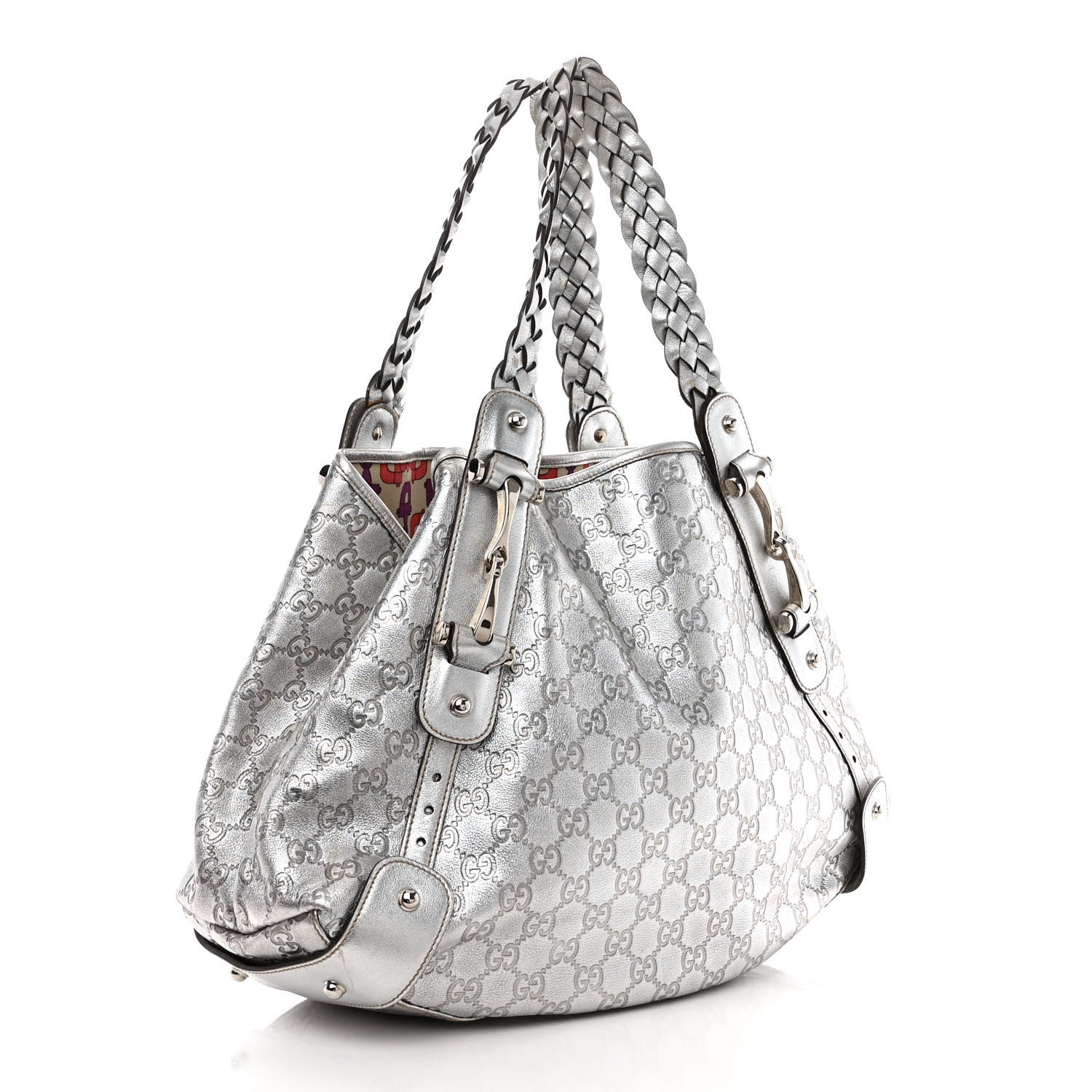 Gucci Metallic Guccissima Medium Pelham Shoulder Bag Silver 3 of 15