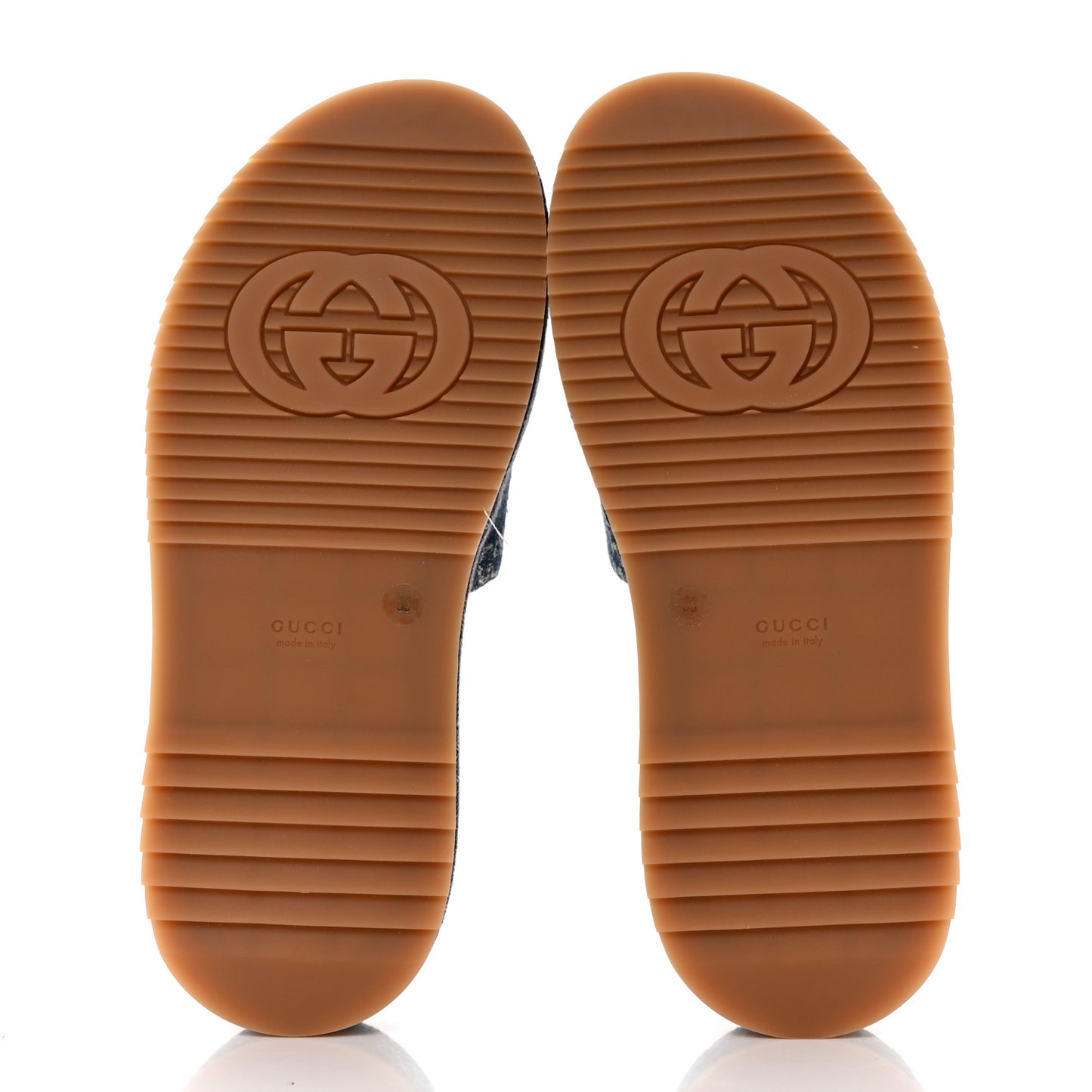New Denim GG Monogram Angelina Platform 55mm Slide Sandals 39 Blue Tea