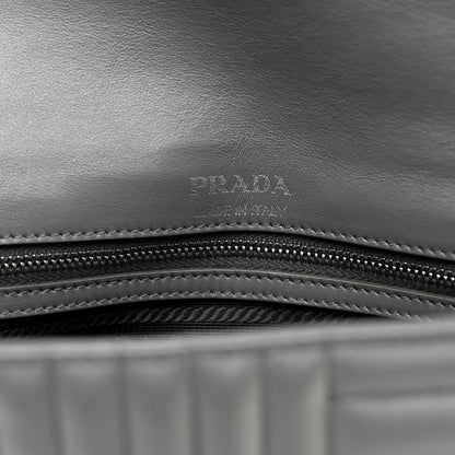 Prada Soft Calfskin Impunture Diagramme Medium Chain Flap Shoulder Bag Mercurio 6 of 9