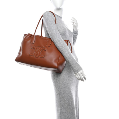 Celine Smooth Calfskin Cuir Triomphe Cabas Drawstring Tan 2 of 11